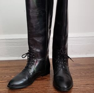 Vintage shiny leather riding boots